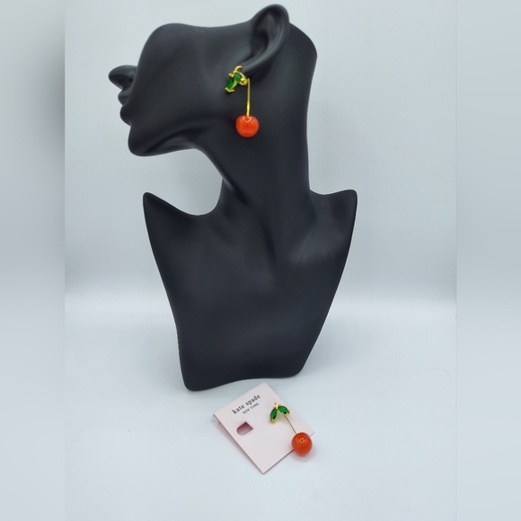 NWOT Kate Spade Vibrant Red and Green Cherry Drop Earrings - Picture 1 of 6